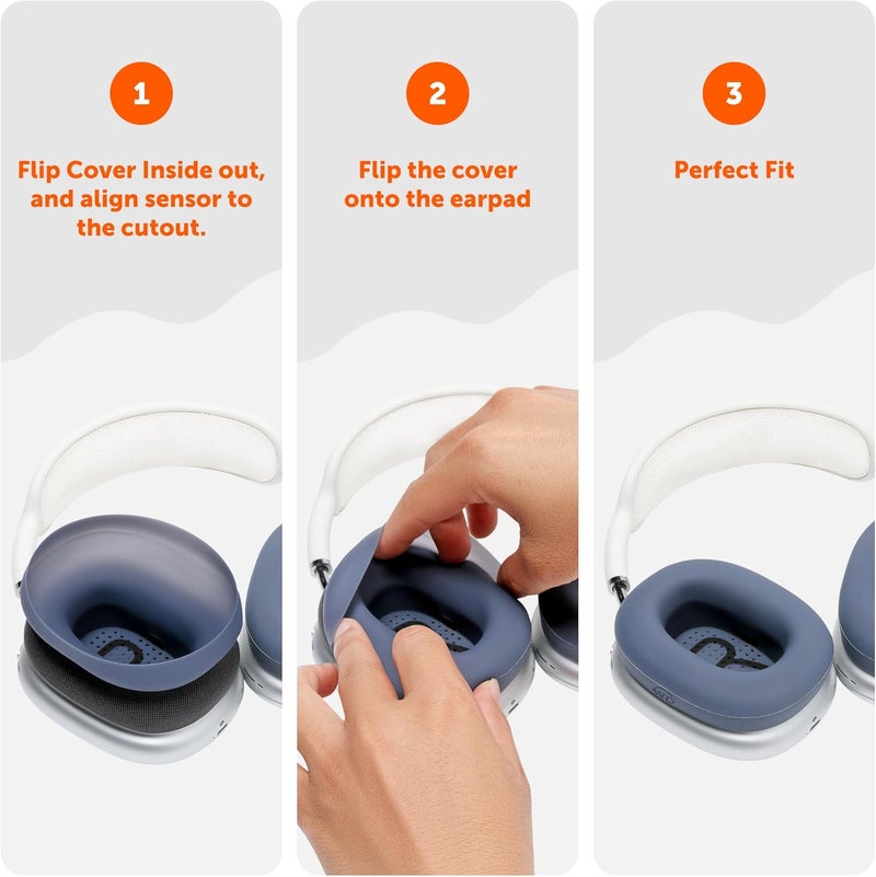 WC SweatZ Max - أغطية حماية حاصلة على براءة اختراع لسماعات الأذن Airpods Max من Wicked Cushions | مقاومة للعرق وسهلة الغسل | حماية كاملة من العرق لسماعات الأذن | زرقاء - Image 5